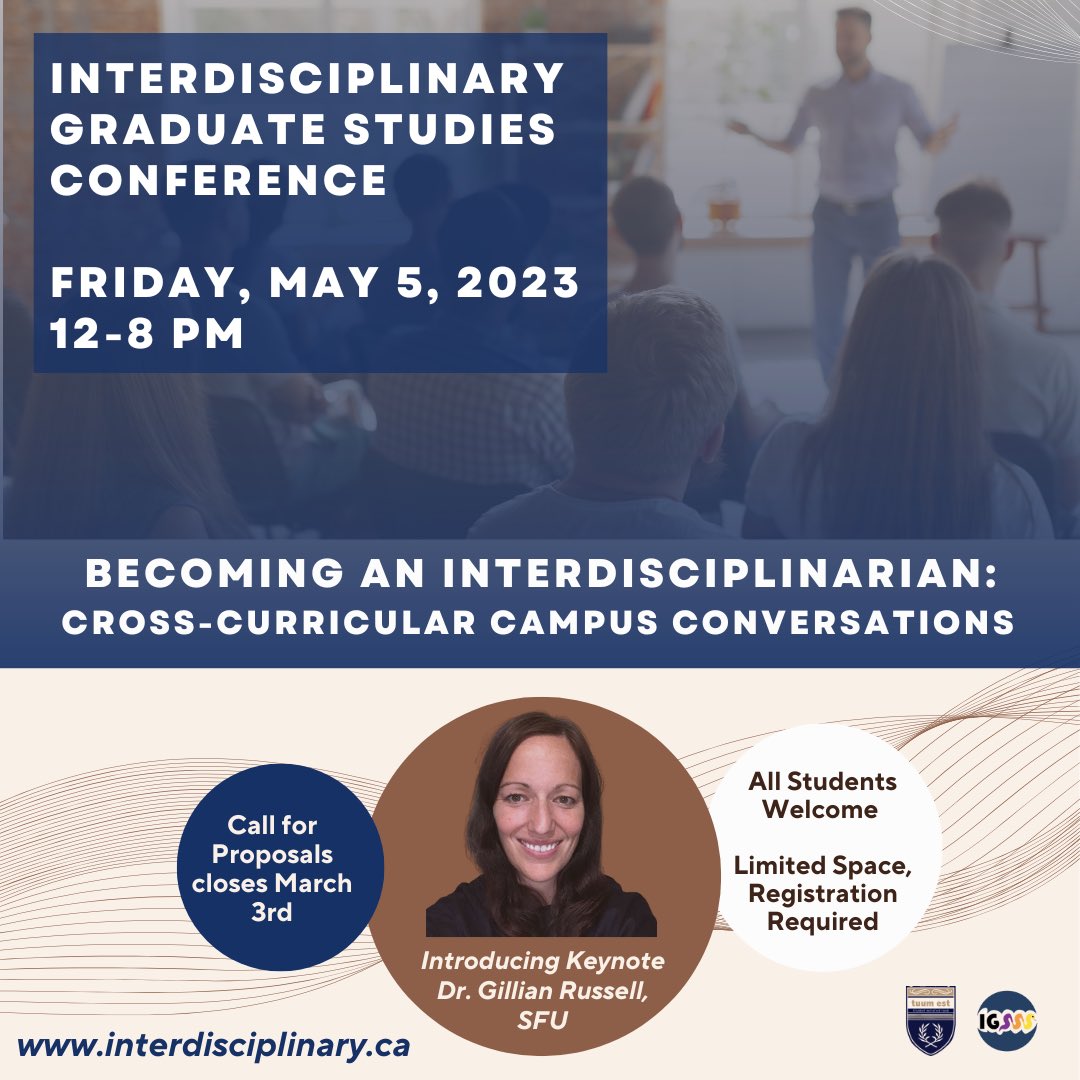 Becoming an Interdisciplinarian: Cross-Curricular Campus Conversations – Friday, May 5, 2023. A Call for Proposals is open until March 3. Learn more and sign up at interdisciplinary.ca #conference #gradstudies #ubc #okanagan #interdisciplinary #community