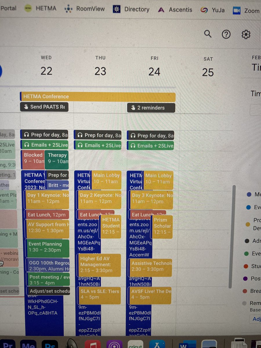 brAVe_britt_'s tweet image. At what point does #colorcoding and #timeboxing just make you look unhinged? Don’t worry, as you can see #therapy is on the schedule. #avtweeps #HETMA23 #avwork