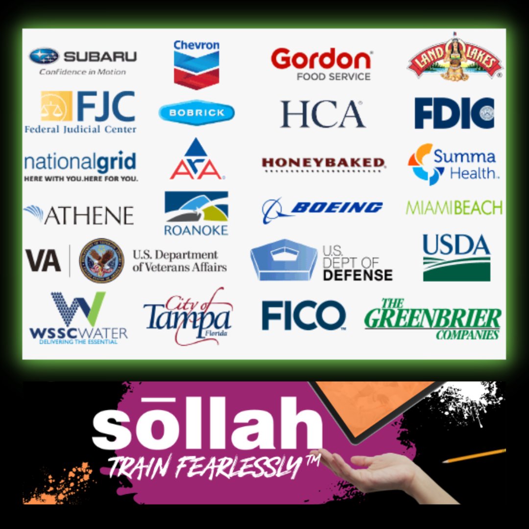 sollahtrains's tweet photo. At Sollah we have the pleasure of working with so many great companies in a wide range of industries. Here are just a few of the leaders we've partnered with!
#Leadership #HRTraining #DEIB #eLearning #TrainingLibrary #IndustryLeader #TrainFearlessly #Equity #InclusionIsCool https://t.co/LVHPvYCtdK