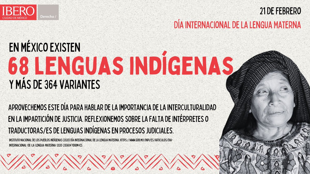 ibero_derecho's tweet photo. #DíaInternacionalDeLaLenguaMaterna 

México tiene la diversidad lingüística más alta del continente americano y ocupa el quinto lugar en el mundo. El 6% de la población total de nuestro país habla una lengua indígena ( INEGI 2020). Las más habladas son: náhuatl, maya y tseltal. https://t.co/mBDYokgOV5