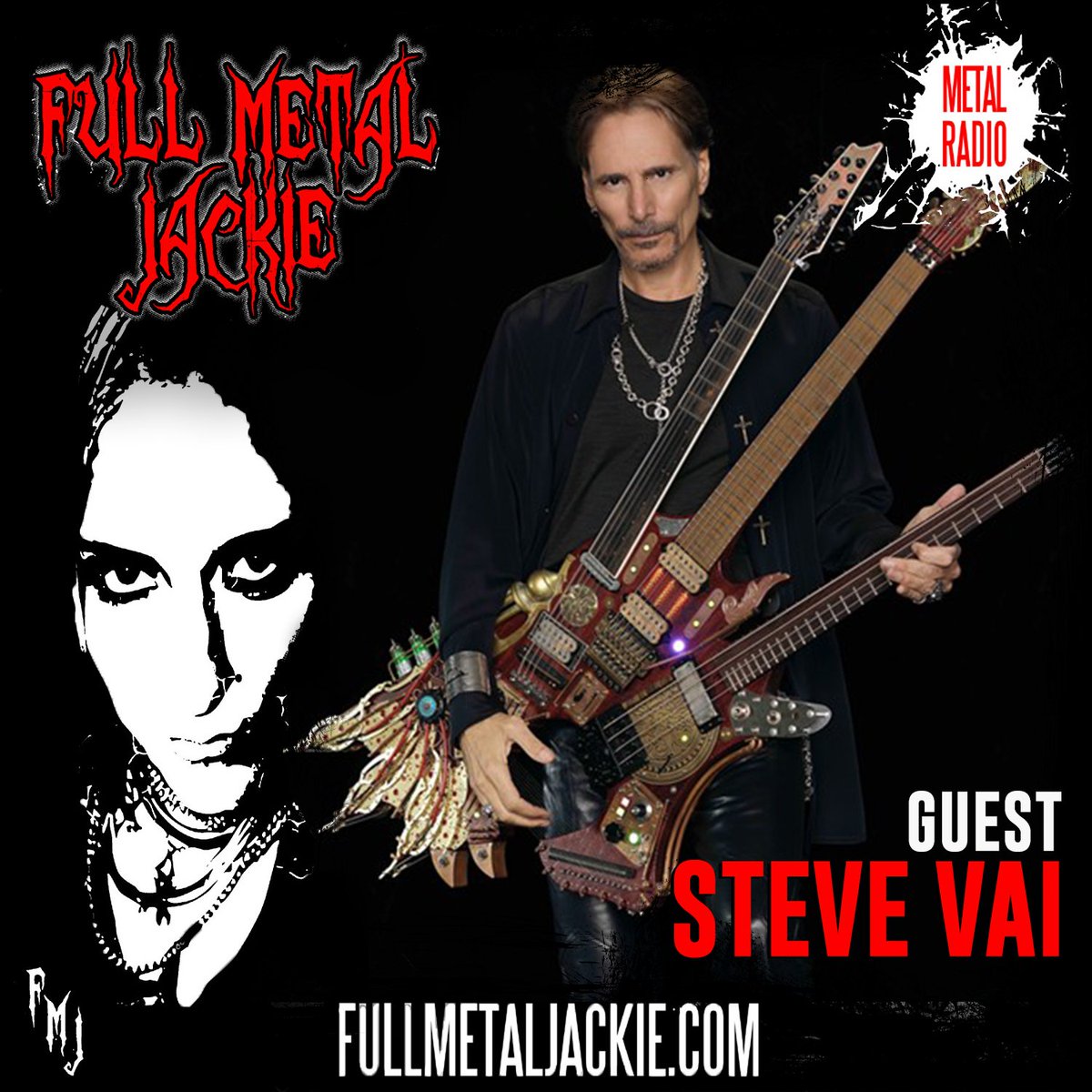 Steve Vai is appearing on the @FullMetalJackie radio show this weekend! Find a station airing/streaming the show: bit.ly/3xA8Mer