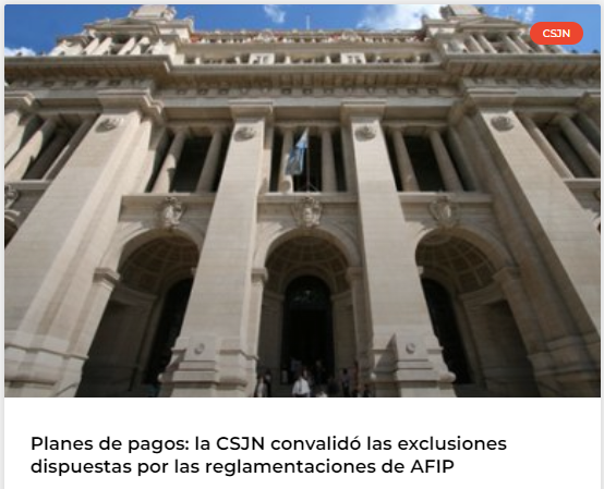 Planes de pagos: la CSJN convalidó las exclusiones dispuestas por las reglamentaciones de AFIP

#jurisprudencia #tributos #AFIP #plandepagos

legaltaxargentina.com.ar/planes-de-pago…