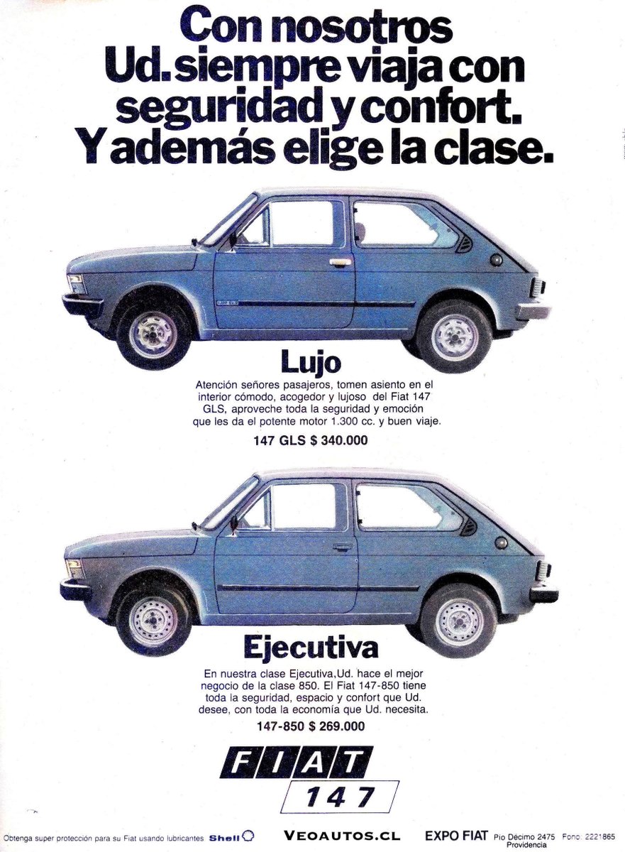 VeoAutos's tweet photo. FIAT 147 Publicidad Chile Agosto 1982.
Nota completa Link ➤➤➤https://t.co/Acg7iZz9we
#Fiat147 #147gls #fiatchile @fiat_fan_club @addict_car @thecarfactoids @RiveraNotario @FIATchile https://t.co/EsEyCXibm3