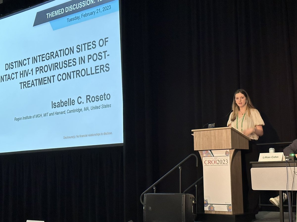 C_Hartana's tweet photo. Now at #CROI2023. Themed Discussion on HIV-1 proviral integration dynamics by Isabelle Roseto and Carmen Gasca-Capote from @YuLabAtRagon https://t.co/OzKZ4PpTou