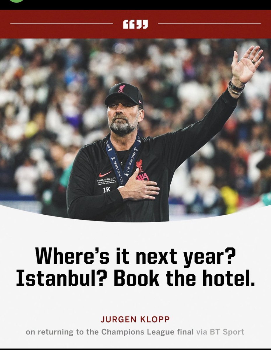 Harkintem's tweet photo. This is what Jurgen klopp have to say after last season uefa champions league. #LIVREA #gakpo #RealMadrid #Nunez #ChampionsLeague https://t.co/W23fKye7Ya
