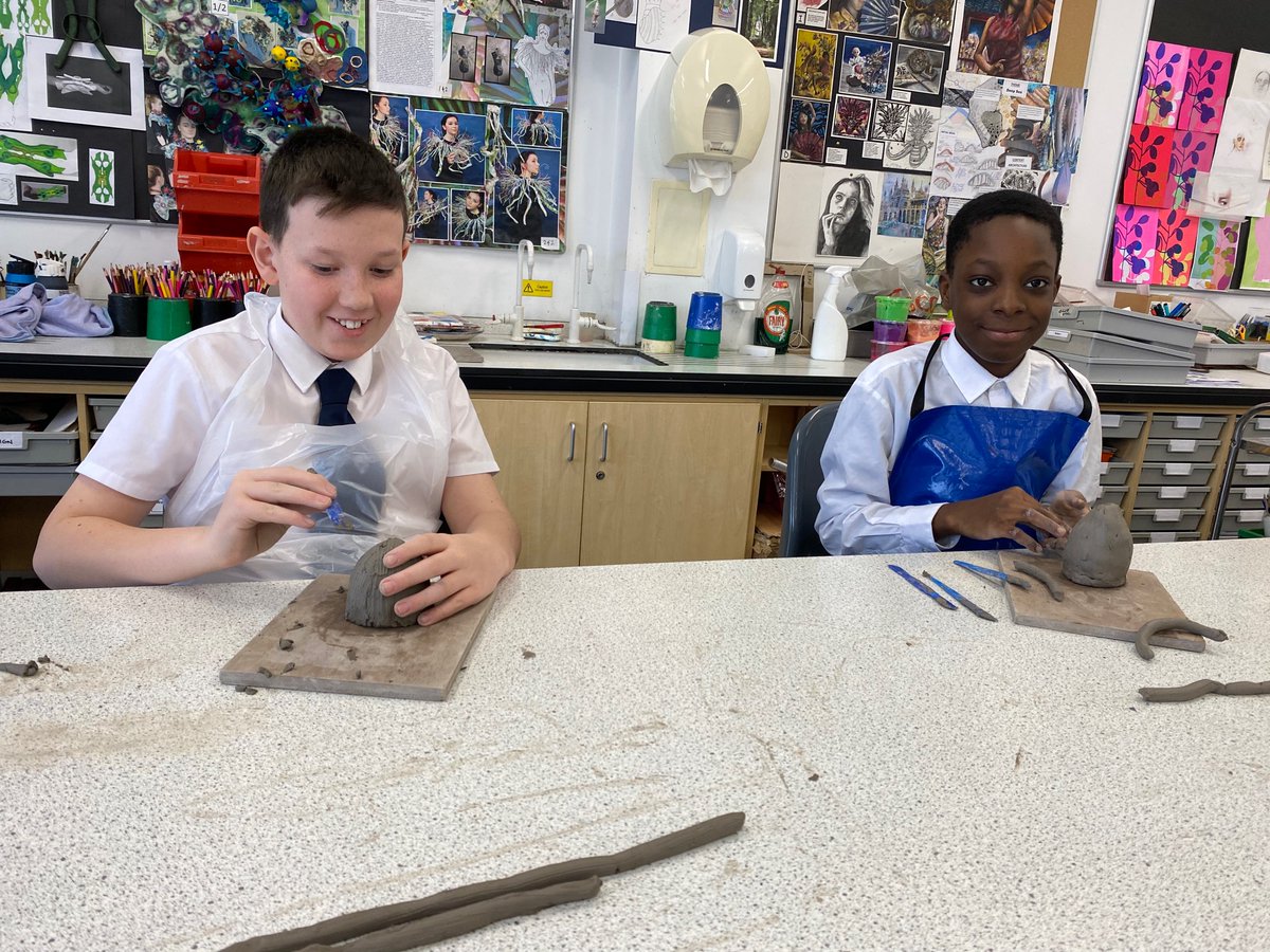 NdhsArt's tweet photo. A busy day in the department today exploring clay as a modelling material.  Well done S1 @ndhs1 https://t.co/UQAhC0yN7j