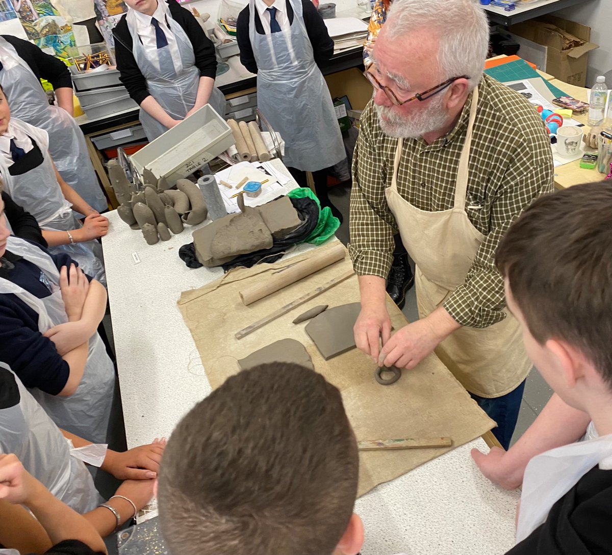 NdhsArt's tweet photo. A busy day in the department today exploring clay as a modelling material.  Well done S1 @ndhs1 https://t.co/PrRxpTxiTT