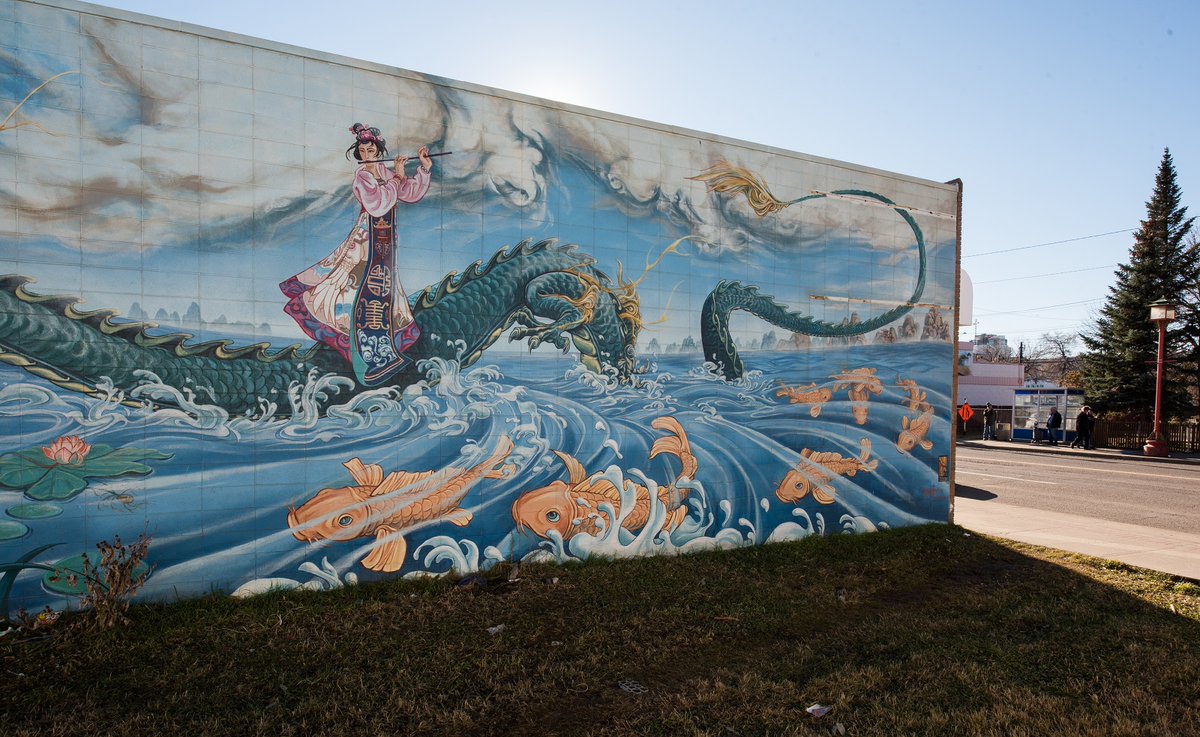 CityofEdmonton's tweet photo. DYK: Murals are an effective way to deter graffiti vandalism. They also go a long way in beautifying public spaces. Have a mural idea? We will be launching our Mural Grant Program in spring, so start sketching out your ideas now so you are ready to apply!

#YegChinatown #YegArts https://t.co/u6mqK1SgSp