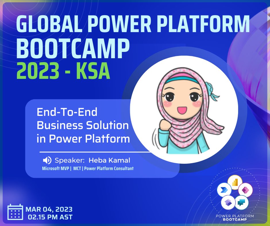 MelQassas's tweet photo. We are pleased and honored to announce that @HebaKamalPP87 has joined our key featured speakers list in the Global Power Platform Bootcamp 2023 Saudi Arabia.
- Register at https://t.co/Ua1T76qErW
- Speakers list https://t.co/plBwNciPbw
#GPPB2023  #MVPBuzz @GPPBootcamp @MVPAward https://t.co/Z9Fo4zBW0i