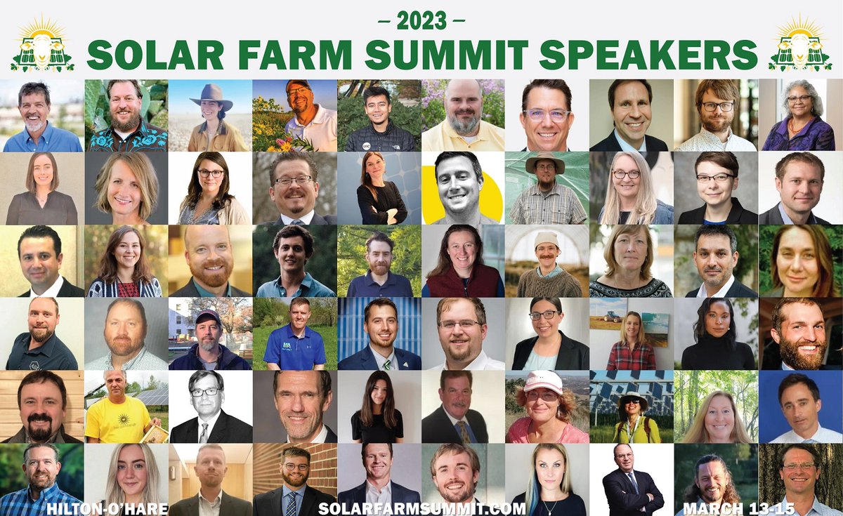 SolarFarmSummit's tweet photo. Wait no more, the SFS23 session lineup has been revealed! We are super stoked to bring together such a brilliant constellation of #solar energy, environmental stewardship and #agrivoltaics stars!! See every SFS23 session: https://t.co/SFUQW7Ku8L https://t.co/RQlXxusl0t