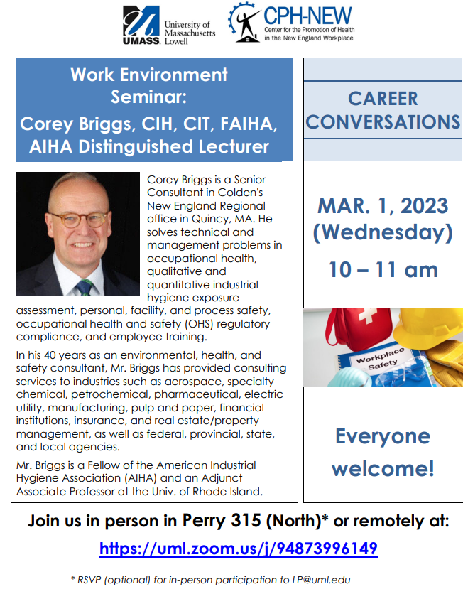 UML_GBC_ASSP's tweet photo. Join this virtual career conversation with Corey Briggs on Wednesday, March 1st (10 am EST)! https://t.co/SW6jP5WsUE