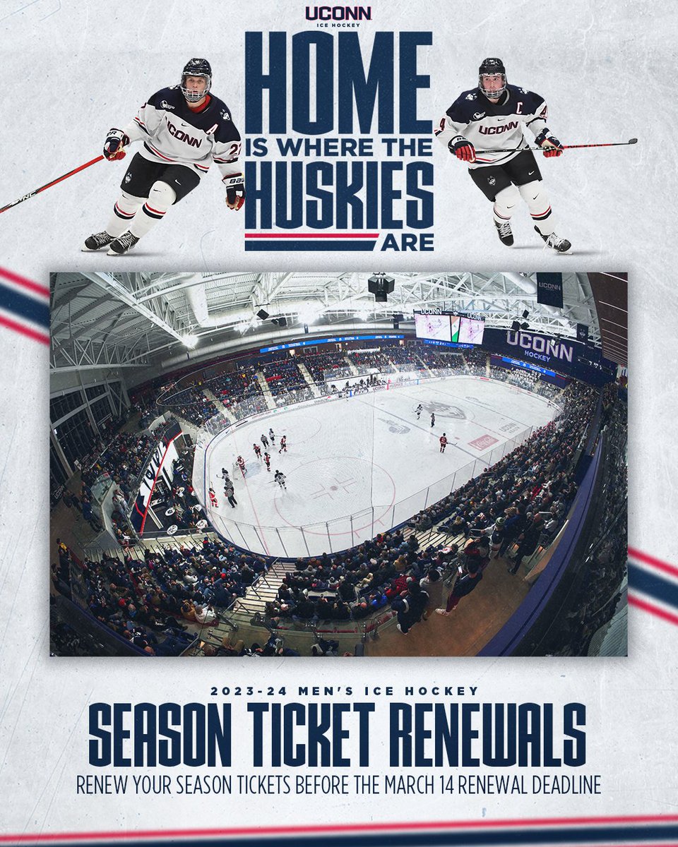UConnMHOC's tweet image. 🚨 SEASON TICKET HOLDERS 🚨

Renewals for the 2023-24 season are now live! Claim your seats for next season before the March 14 deadline.

Tickets.UConnHuskies.com/Hockey 🎟