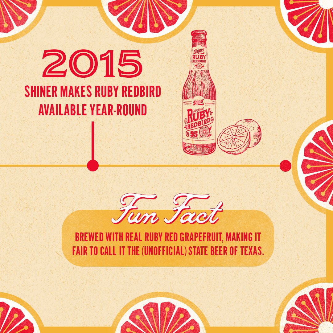 ShinerBeer's tweet image. Who knew history could be so refreshing? 🍺 Crack open a citrusy Ruby Redbird for a historically great beer. #ShinerBeer #RubyRedbird