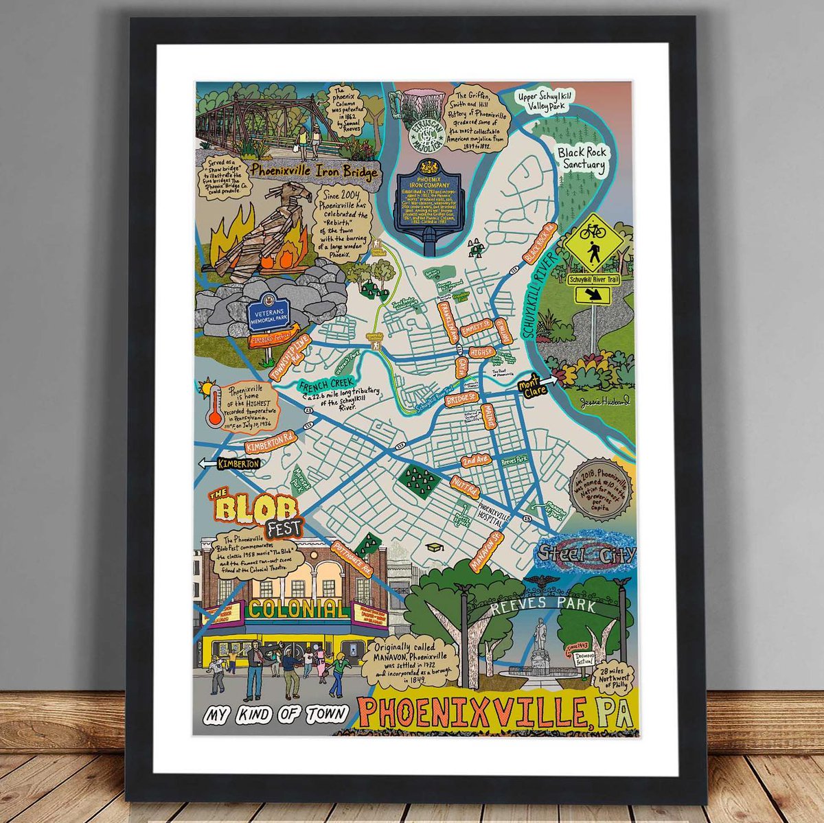TheBlobfest's tweet photo. Blobbies! Look at this amazing artwork that features the famous run-out from Blobfest at the Colonial! 

Thank you to Jessie Husband for featuring us in this map of Phoenixville! 

#phoenixville #phoenixvillemap #thecolonialtheatre #theblob #blobfest #localartist https://t.co/TcnG35tj56