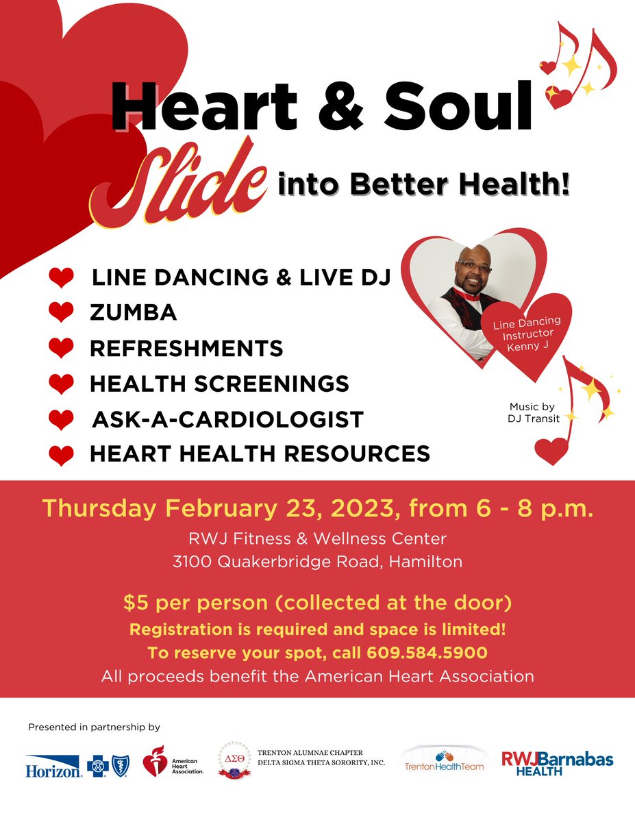 Join us at Heart & Soul: Slide into Good Health on Feb. 23! $5 per person at the door. To save your spot call 609-584-5900. Presented in partnership with @HorizonBCBSNJ @AHANewJersey, @MACDST1913, @TrentonHealth, and @RWJBarnabas.

Learn more: bit.ly/3jRRGFx