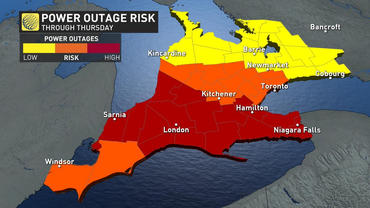 On that note, here is our updated power outage risk map. #ONStorm #ONwx