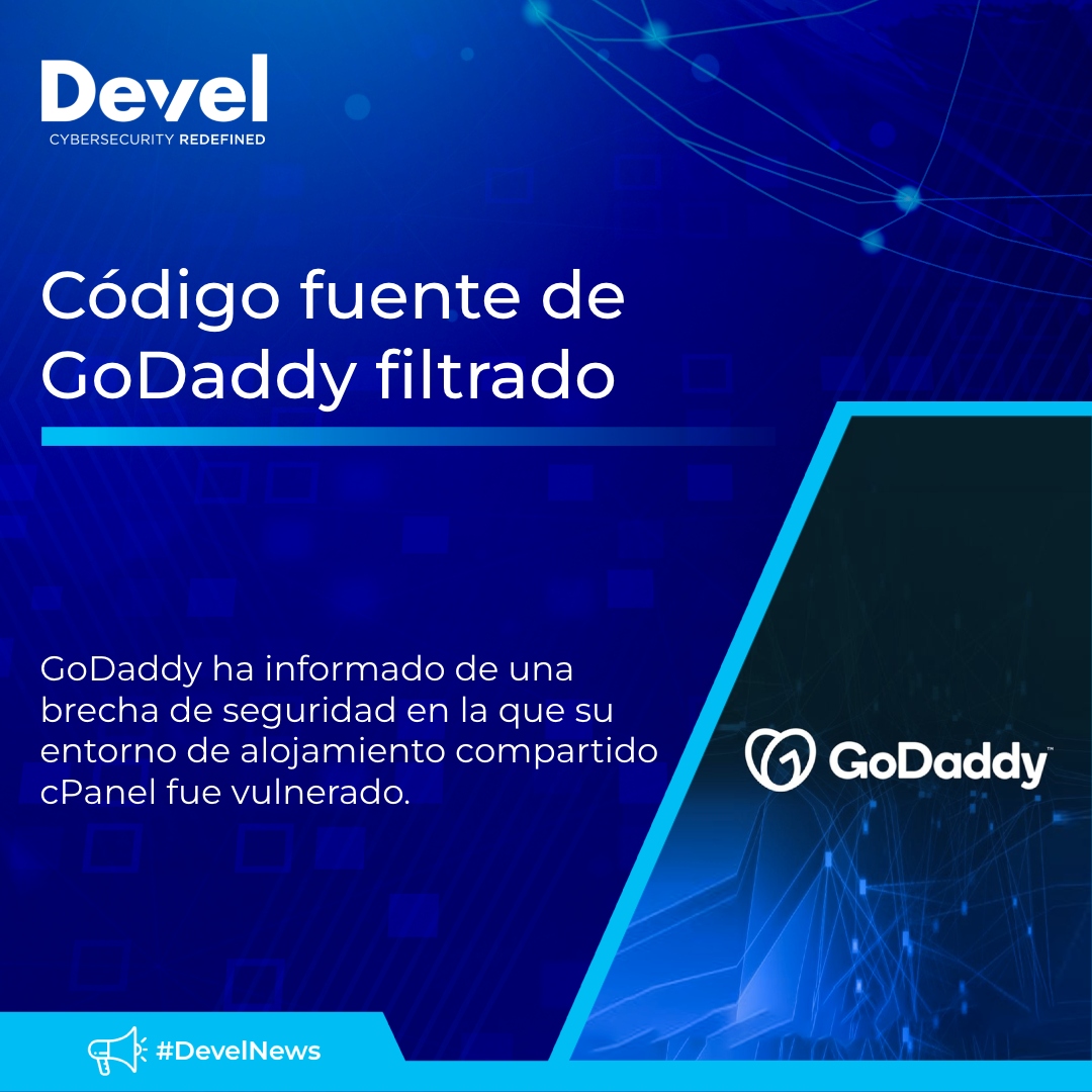 develsecurity's tweet photo. GoDaddy, ha informado de una brecha de seguridad en la que su entorno de alojamiento compartido cPanel fue vulnerado por atacantes desconocidos. https://t.co/sWIE1PYWW9

#ciberseguridad #SeguridadInformática #cybersecurityawareness #DevelNews https://t.co/0aJK9IQCUG