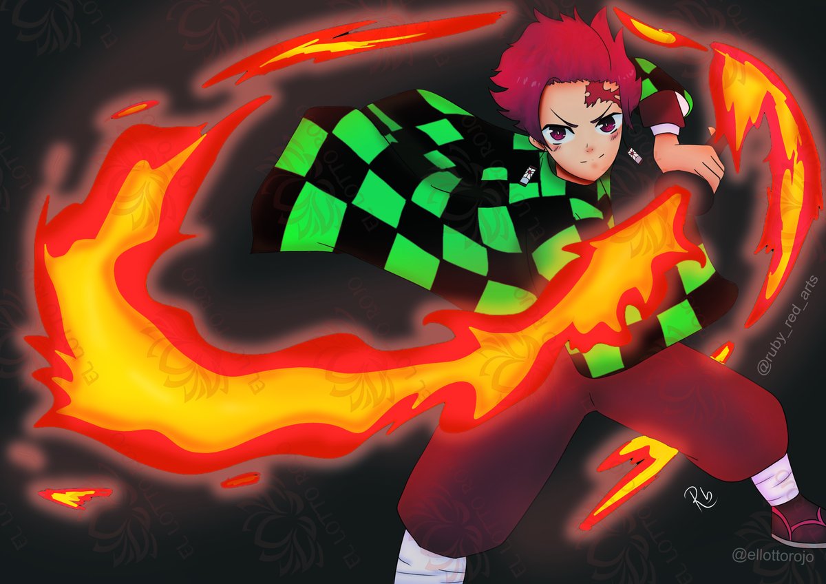 ellottorojo's tweet photo. Primer diseño subido ehe y esta que arde🔥con esta print de  #tanjirokamado de #kimetsunoyaiba 
#art #fanart #kimetsunoyaiba #tanjirofanart #demonslayer #guardianesdelanoche #eltreninfinito #gompanchirokamaboko #fire #red #tiendaanime #print #merchadising #anime #manga #mallorca https://t.co/Sknbkx7cRp
