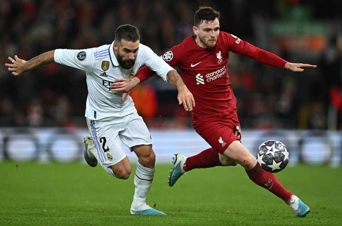 RMCsport's tweet photo. 4e   : Liverpool 1 - 0 Real Madrid
14e : Liverpool 2 - 0 Real Madrid
21e : Liverpool 2 - 1 Real Madrid
36e : Liverpool 2 - 2 Real Madrid
47e : Liverpool 2 - 3 Real Madrid
55e : Liverpool 2 - 4 Real Madrid
67e : Liverpool 2 - 5 Real Madrid

🤯 C'était quoi ce match de fou... https://t.co/iuFgxWmMZ1