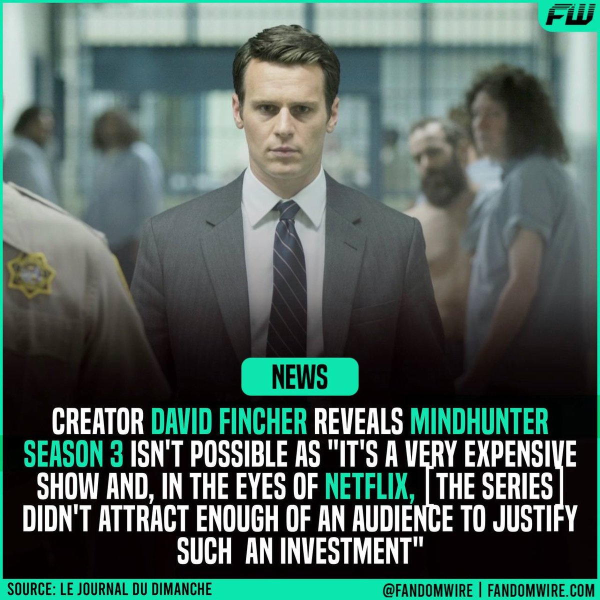 FandomWire's tweet photo. Say goodbye to another great @netflix series 😕
#Mindhunter #DavidFincher #Netflix #Mindhunter3 https://t.co/3MHTlEJYRi