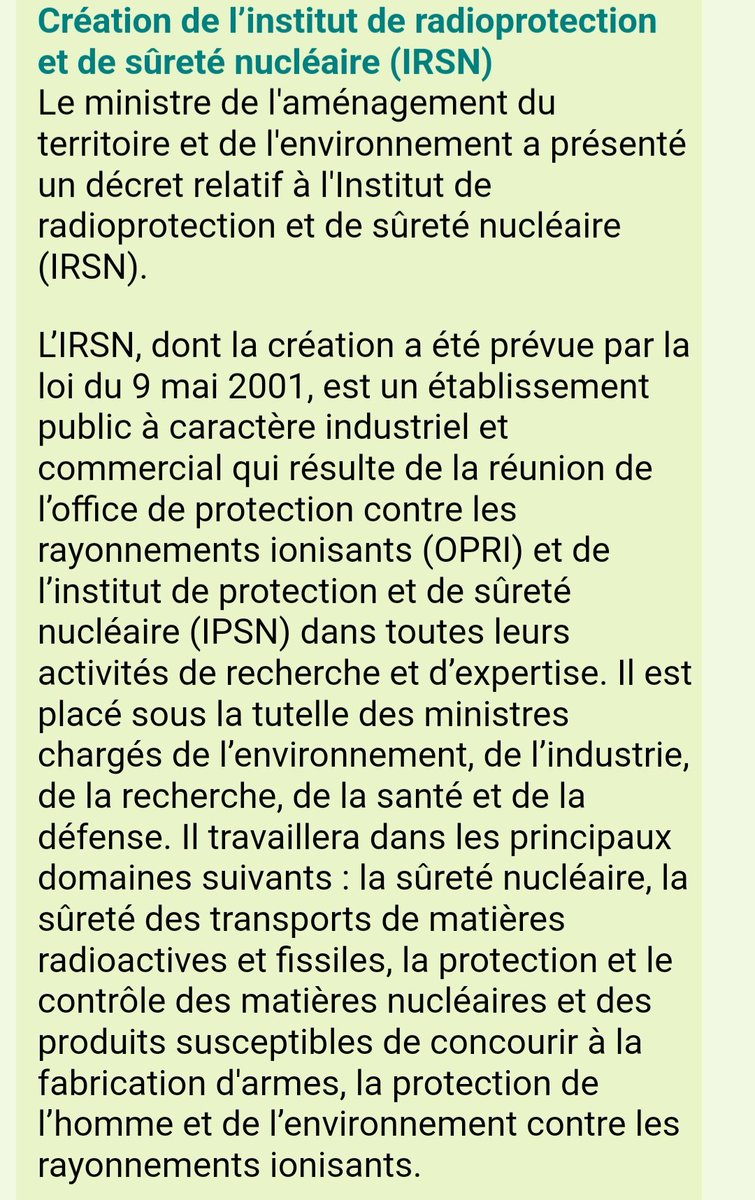 Nucleonisback's tweet image. Minute historique: retour sur annonce de la creation de l'@IRSNFrance en conseil des ministres du mercredi 13 février 2002.

@JaimeMonIRSN

web.archive.org/web/2002022804…