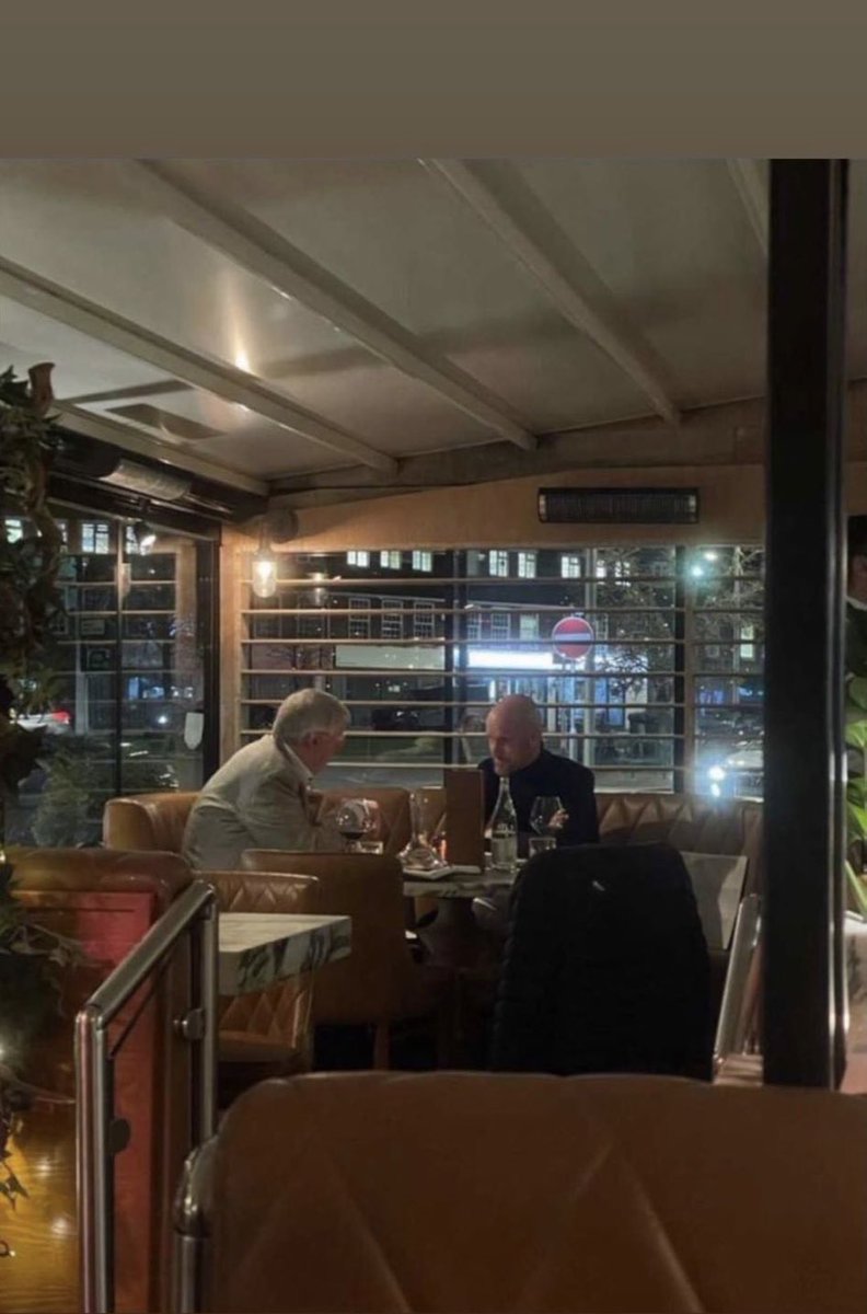 UtdPlug's tweet photo. Sir Alex and Erik out for a meal ❤️🔴

@OliverCritchlo1 via @Patron_MUFC 📸 https://t.co/g4Jgy61jtw