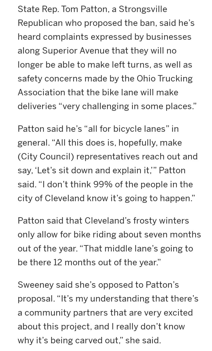 NickWright33's tweet photo. An Ohio state rep has added an amendment that cities with pop. over 300k can't built bike lines because he's upset about a bike line happening in a city he doesn't represent??? https://t.co/JOXNXuEiJZ
