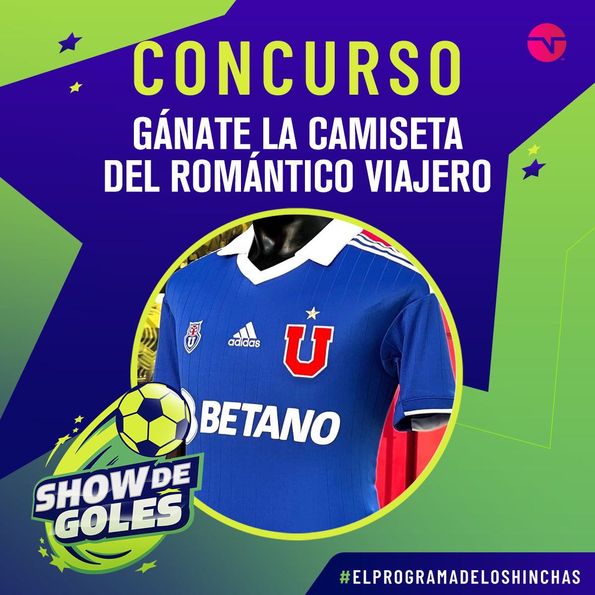 Gana la camiseta azul😍

1. Sigue nuestra cuenta <a href="/showdegoles/">daniel fuenzalida</a> 
2. Cuéntanos por qué mereces ganarte la camiseta de <a href="/udechileoficial/">Romantico Viajero</a> 
3. Etiqueta a 3 amigos
4. No olvides usar el #ElProgramadelosHinchas
5. Comenta e interactúa con nosotros respondiendo las historias de instagram.