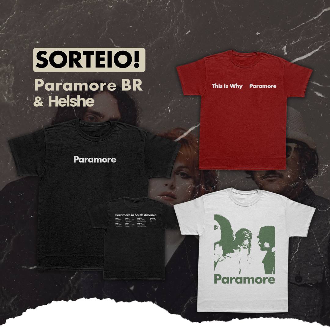paramorebr's tweet photo. 🚨 SORTEIO!

Já compraram as brusinhas pros shows do Paramore? Siga @helshecombr e @paramorebr e dê RT nesse tweet para concorrer! Vamos sortear 2 ganhadores no sábado (25)!

Também liberamos o cupom PBR15 para comprar no site: https://t.co/STd1yczCNE. https://t.co/OFN9O4OOa3