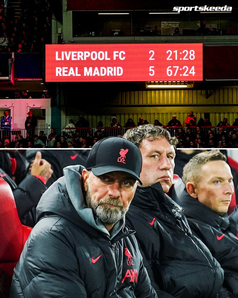 First time in their history, Liverpool have conceded 5️⃣ goals at Anfield in a European competition ❌

Humiliation! 🫣

#RealMadrid #ChampionsLeague