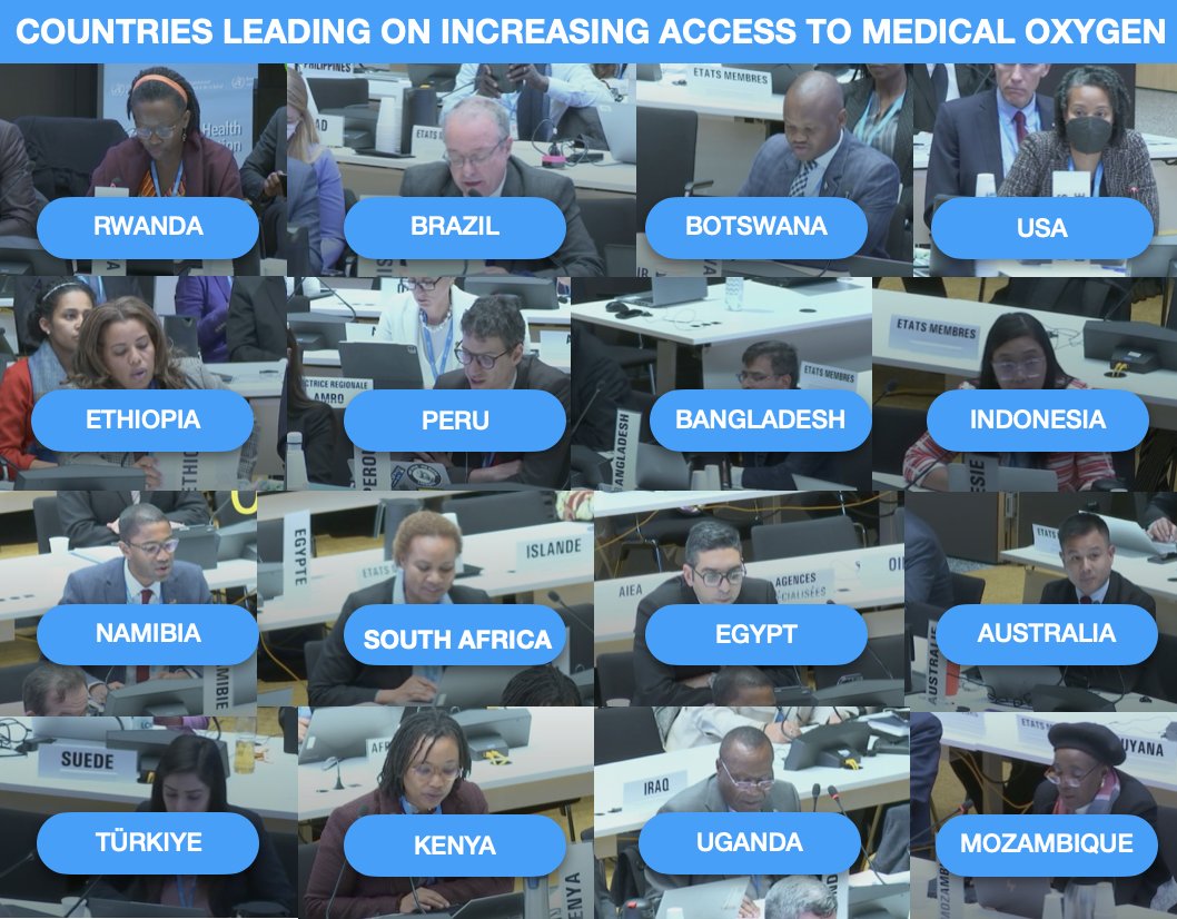 These are the countries who spoke up at #EB152 to support @WHO #OxygenAccess Resolution so that no more patients die from lack of access. #EveryBreathCounts calls on all countries to support adoption at #WHA76 in May! 🙏@JaneRuth_Aceng & @MinofHealthUG for global leadership!