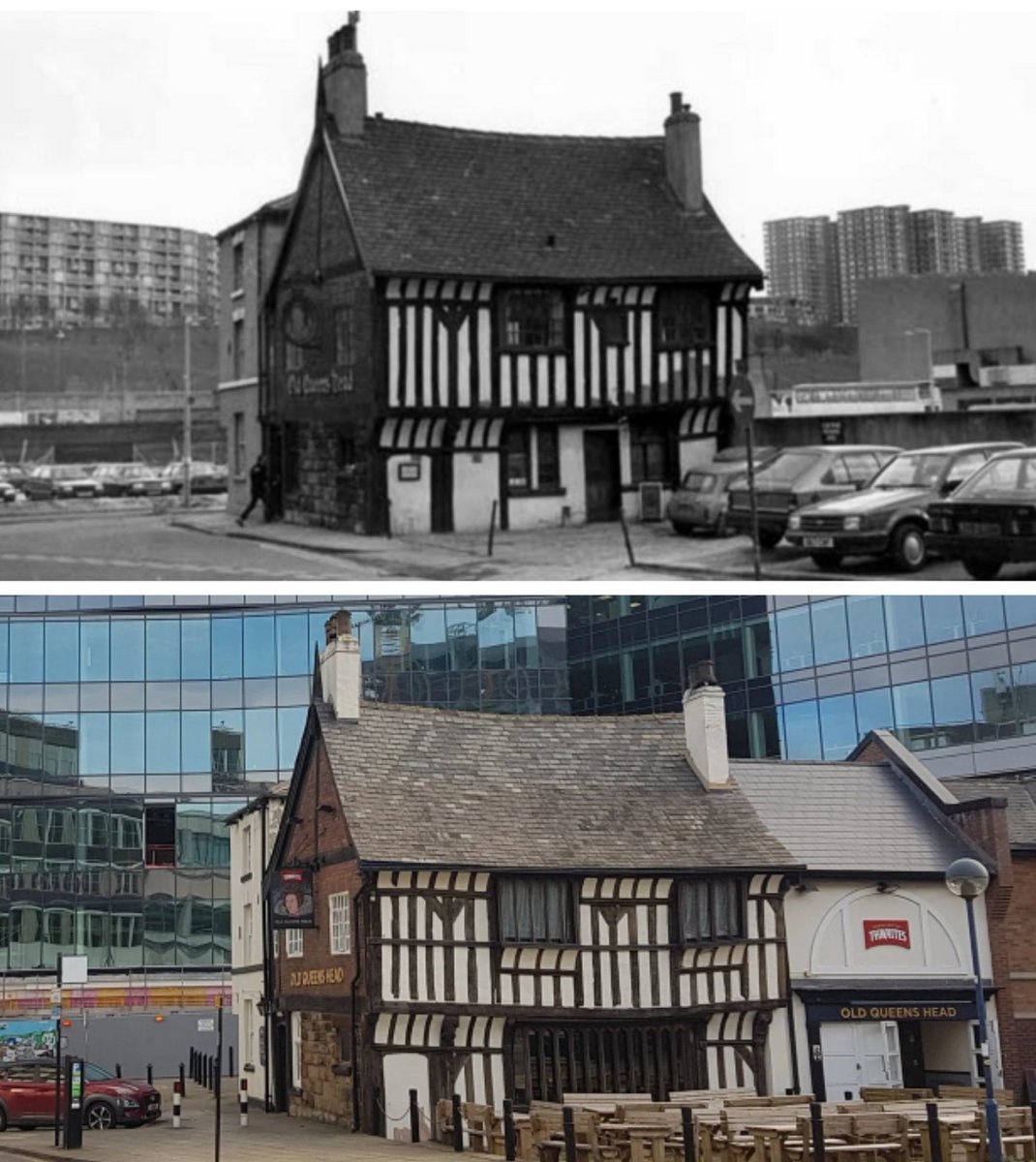 OldSheffield's tweet photo. Old Queen's Head Public House., No 40, Pond Hill. Formerly the Hall in the Ponds, earliest mention was in 1582. Now picture courtesy of @SheffieldRising  #Sheffield https://t.co/ji6tzUvnPU