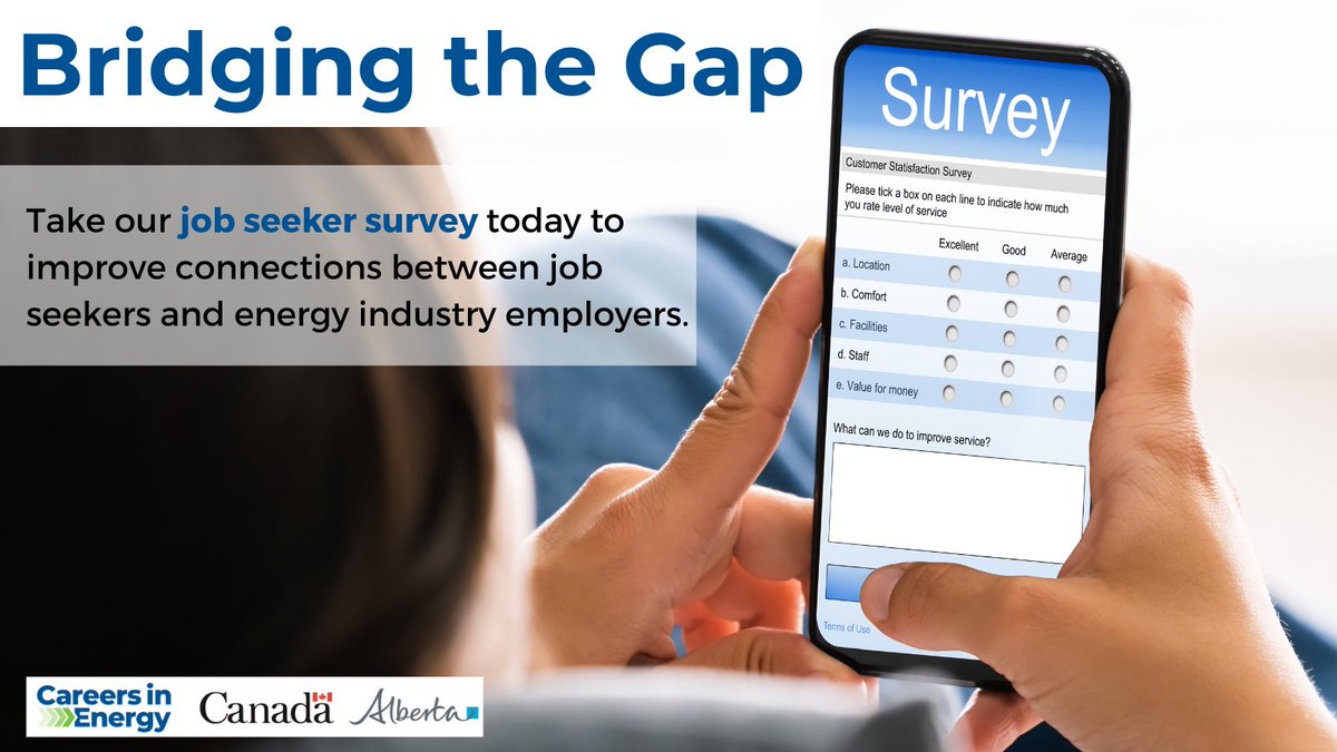 EnergyCareersCA's tweet photo. HELP TO IMPROVE HOW JOB SEEKERS CONNECT WITH ENERGY INDUSTRY EMPLOYERS. 

The Bridging the Gap program from Careers in Energy invites you to take this short job seeker survey, and hear from us about career events, job fairs and new program information. https://t.co/jHy630ZAK8 https://t.co/NO0gVtaoNS