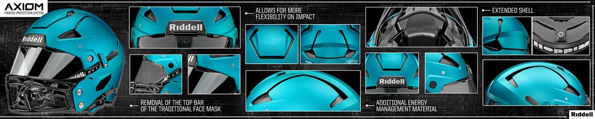 Axiom's frontal protection system allows for an improved impact response. Contact your Riddell Sales Rep for more information on Axiom and its features. #TechTuesday #RiddellAxiom #ProtectandPerform
