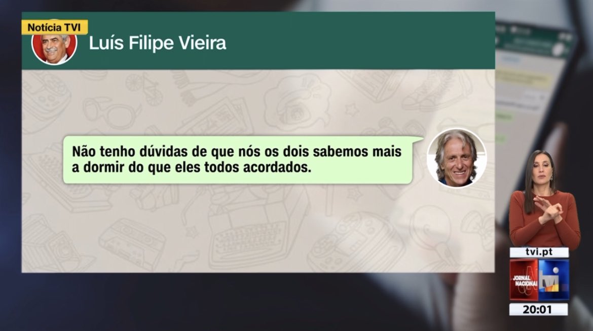 Sporting_CPAdep's tweet photo. 🚨 Jorge Jesus e LF Vieira trocavam mensagens e encontravam-se secretamente, sobretudo a partir de 27 de abril de 2018, na reta final da época 17-18.

“Não tenho dúvidas que nós os dois sabemos mais a dormir que eles todos acordados.”

Mensagem de JJ, antes de um dérbi Lisboeta. https://t.co/CJPvx01WM7