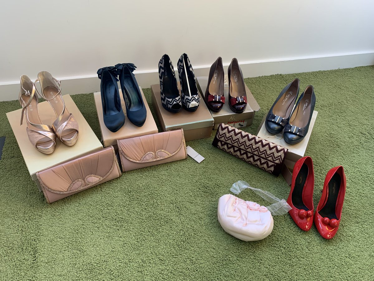 PriscillaORegan's tweet photo. @BTinIreland @IrishCancerSoc Fantastic effort by our @BTinIreland colleagues to collect stock for @IrishCancerSoc and to get ready to sell it in the shops tomorrow. Such great bargains including these shoes. #BTshopforchange #CircularEconomy https://t.co/Xo42vn5oOA