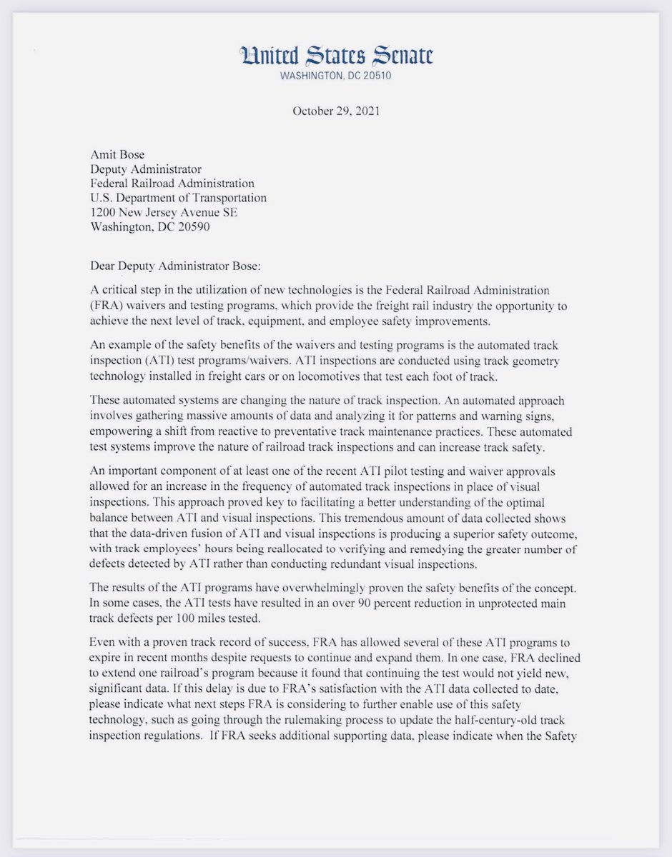 Laurieluvsmolly's tweet photo. @marcorubio @SecretaryPete Your October 29, 2021 letter discusses reviewing “waiver” programs. Train waiver programs allows the Federal Railroad Administration to “grant exceptions” for providing “labor-intensive tasks”. Why would republicans want waivers Marco Rubio? Federal government? https://t.co/ubNIG2hJG8