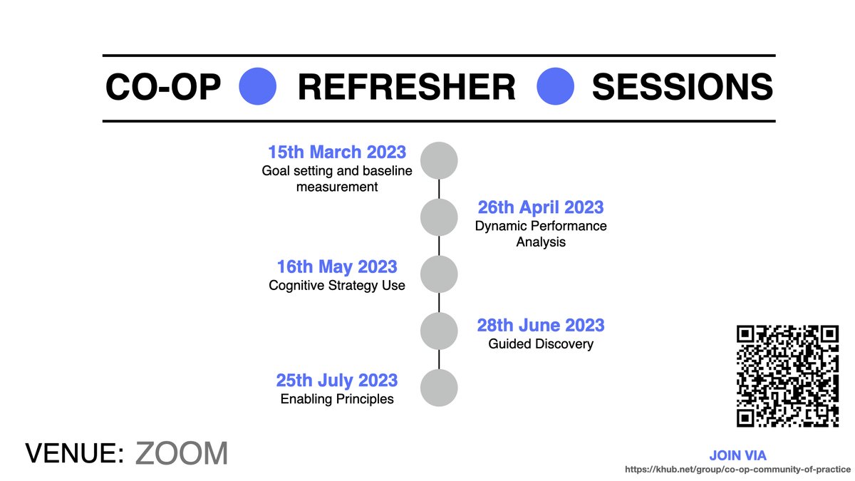 📢📢We have some new lunchtime refresher sessions for CO-OP trained therapists. 
Check out the dates, all sessions 12-12.45pm. 
Sign in via our community of practice @RobTheOT <a href="/DanWaldronOT/">Dan Waldron OT</a> <a href="/RCOT_CYPF/">RCOT CYPF</a> @colourful_ot <a href="/THchildrenThrps/">Tower Hamlets Children's Therapies</a> 
 khub.net/group/co-op-co…