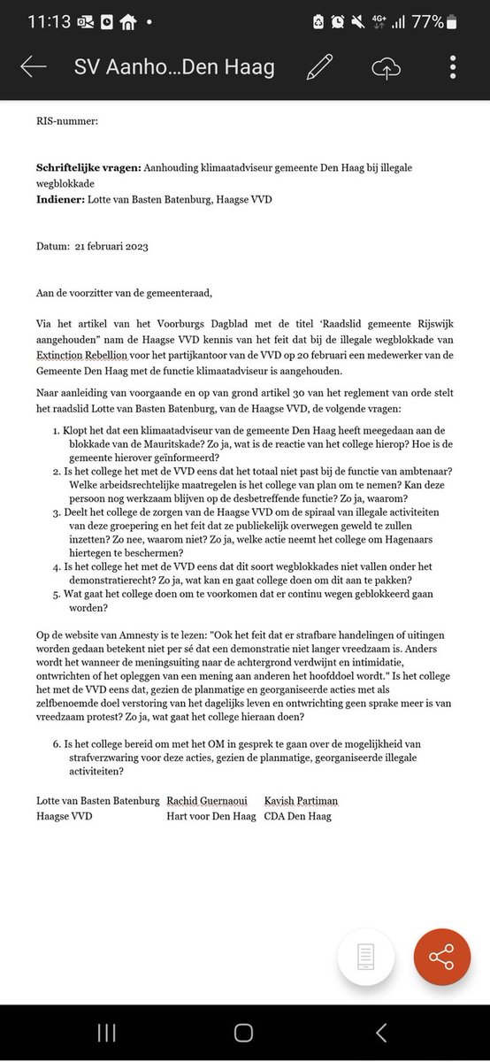 janrotmans's tweet photo. Absurd: de VVD in Den Haag wil een ambtenaar ontslaan omdat die deelnam aan een klimaatdemonstratie https://t.co/y1xCnqop1s