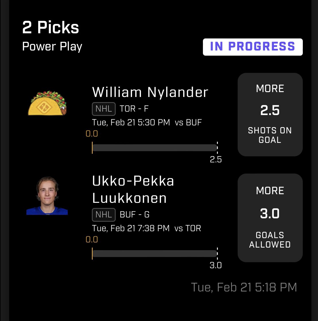 BroonzBetz's tweet photo. ⬇️ 🏒ON🥅: Wild Bill 🌮 ⬇️
Pairing with him with Ukko goals allowed.
Ukko has a 3.41 GAA this year and let in 5 goals in previous meeting with TOR.
#PucksOnNet https://t.co/VJjYGAAkH3