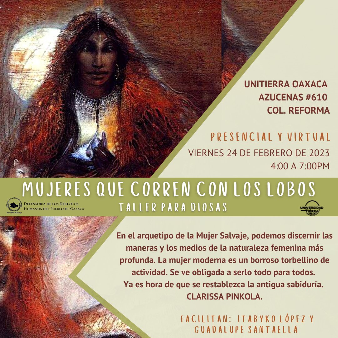 TALLER PARA DIOSAS MUJERES QUE CORREN CON LOS LOBOS🐺

📅24 de febrero del 2023
🕧de 4:00 a 7:00pm 
📍Modalidad presencial y virtual. 
Inscripción aquí 👇
forms.gle/uQwhJt6by24vFG…