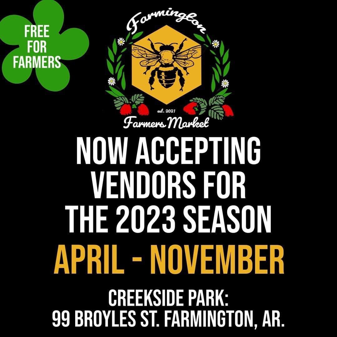 BusyBeesNWA's tweet photo. The FFM is back for its 2023 season! The Market will run from Saturday, April 8th thru Saturday, November 25th!  

If you want to apply to be a vendor the link to the application can be found here: https://t.co/JhO2OLVOIj

We look forward to seeing you all soon! https://t.co/h6CUsdrHg7