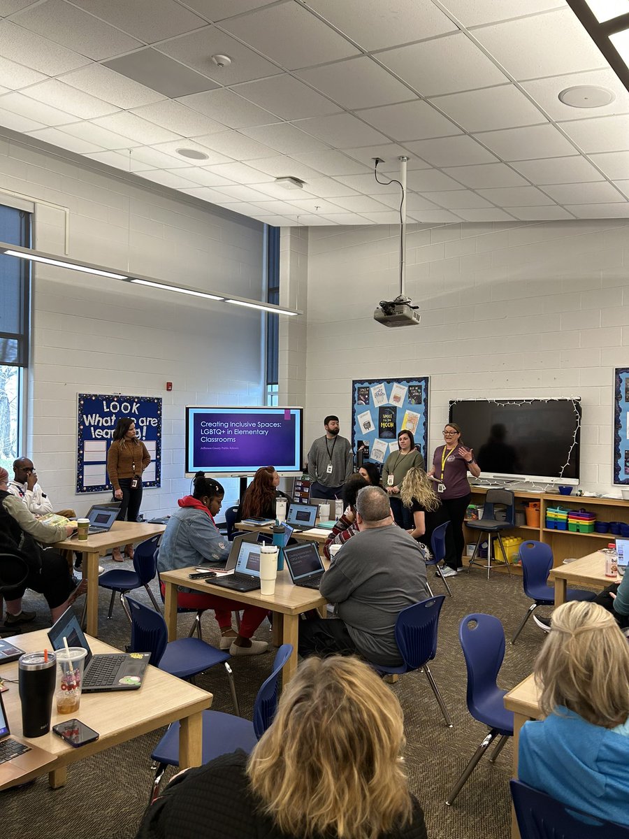 PrincipalPalme1's tweet photo. Medora's Racial Equity Team leading the way today! Not only did they share their learning but they facilitated "So What? Now What?" Conversations. #MedoraMagic @JCPSAsstSuptES โค๏ธ๐ฑ๐ฉ https://t.co/8eBc5gu608