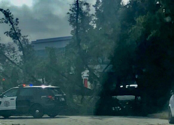 RASI_Raich's tweet photo. @RedwoodCPatch Same at Woodside Plaza. Woodside/Massachusetts 
Demolished a truck on the street. https://t.co/mRjK2BsYQY
