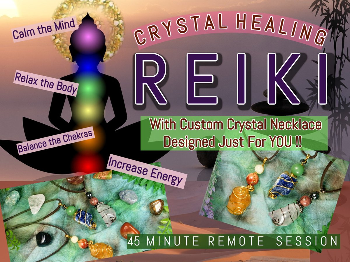 Crystal Reiki Healing Remote Session 45 Minutes With Detailed Report and Custom Crystal Healing Necklace Shipped Direct Within 2 Days now available at Reiki Sun Healing and Elements Five on Etsy 🤗💕🙏 #reiki #crystalreiki #remotereiki #distancereiki #reikihealing #reikihealers
