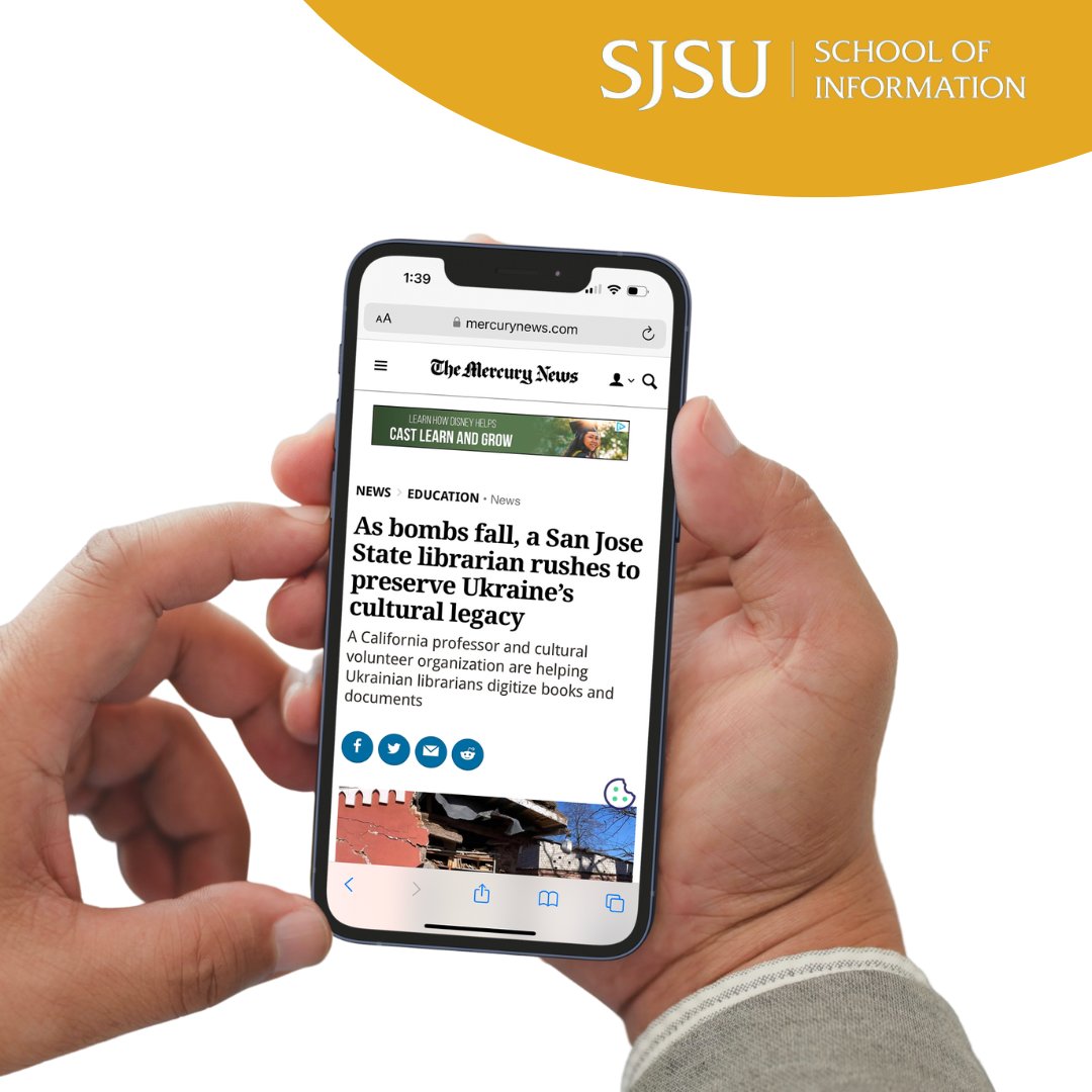 SJSUiSchool's tweet photo. The Mercury News published an article on one of our assistant professors, Dr. Ulia Gosart, on her role in helping #Ukrainianlibraries digitize books and documents. Read more: https://t.co/wgB0lWEiCU https://t.co/COoIAojkLK
