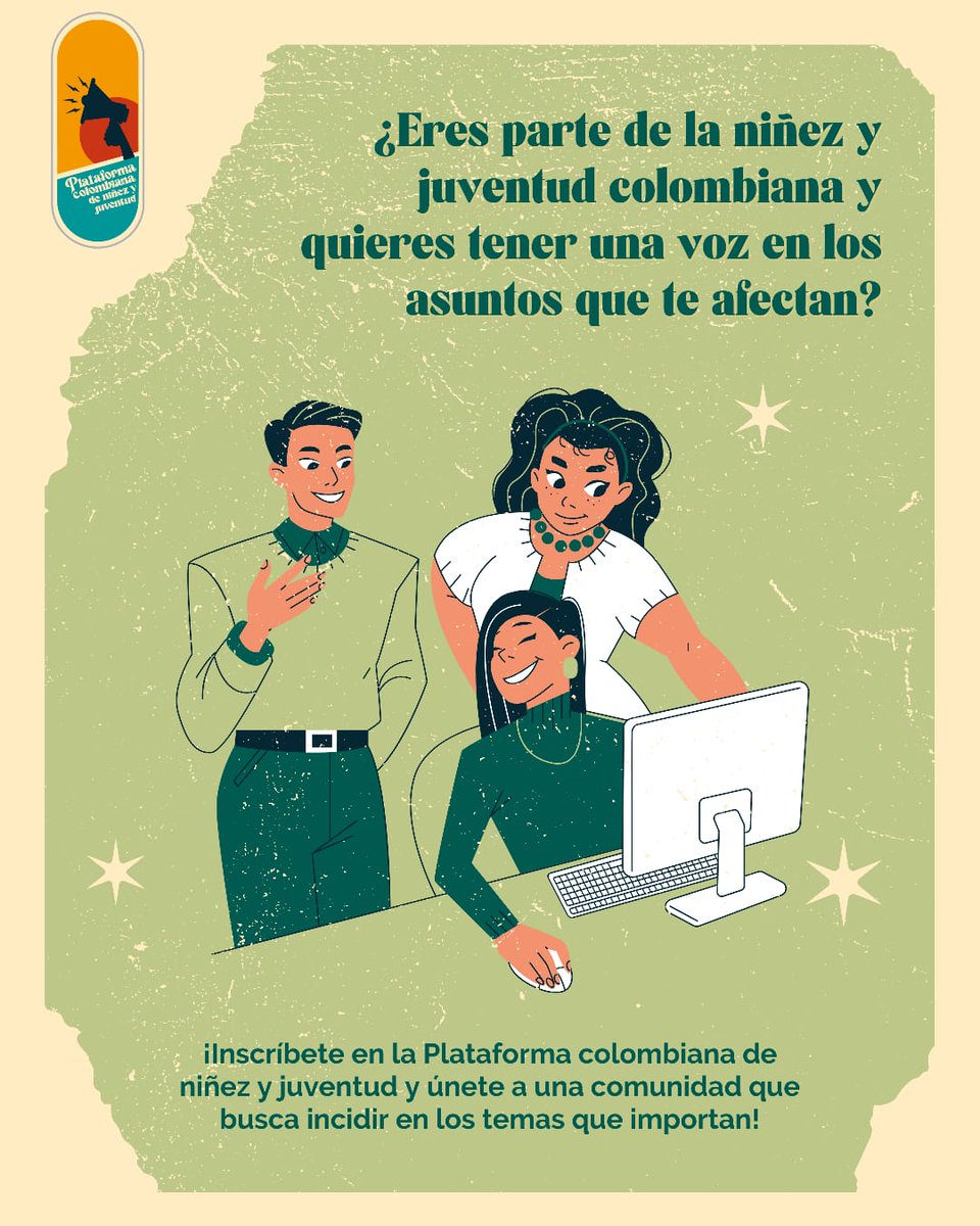 🎉🎊 ¿Tienes menos de 35 años y quieres ser parte del cambio en Colombia?
 ¡Regístrate hoy en la Plataforma colombiana de niñez y juventud y haz oír tu voz! 🗣️💪 bit.ly/RegistroPlataf… (link en la bio). 

¡Esperamos contar contigo!

#PlataformaCNJ #InscríbeteHoy 💻📱
