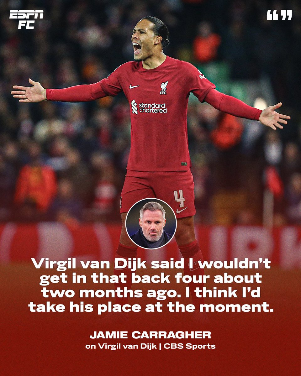 ESPNFC's tweet photo. Jamie Carragher didn't hold back on Virgil van Dijk 😳 https://t.co/K9x78n8GCN