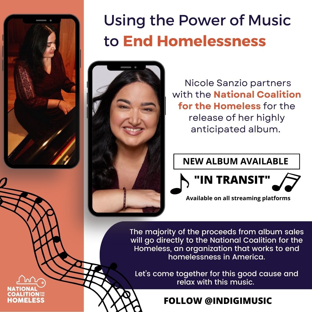 We are thrilled to announce our partnership with the talented, highly coveted Nicole Sanzio in celebration of her newest album, In Transit. Listen to it Now:  ow.ly/GG4S50MYLUL

#Homeless #Homelessness