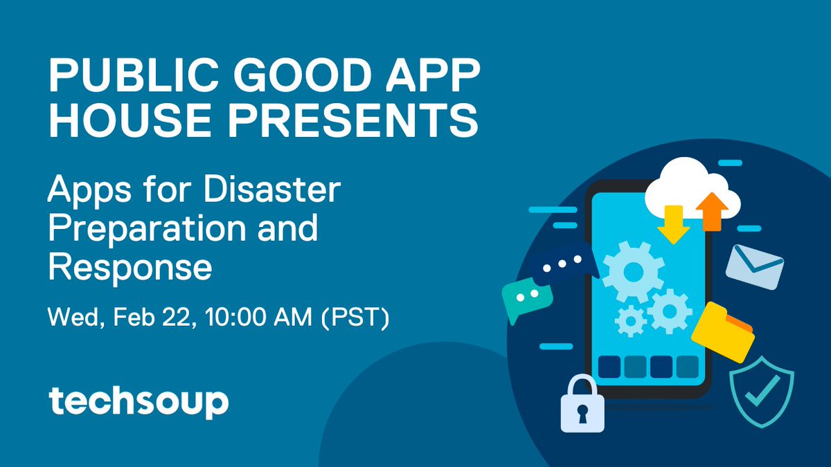 TechSoup's tweet photo. Is your #nonprofit prepared if a disaster strikes?
Join our #PublicGoodAppHouse demo event tomorrow on Feb 22 at 10am PT, to learn about practical solutions from @NeedsList4Good, @TheMissingMaps, #SmartResponse from @disasteraccount, and @SolvozPlatform: https://t.co/aeJMAnZise https://t.co/yz9f5L1OoN